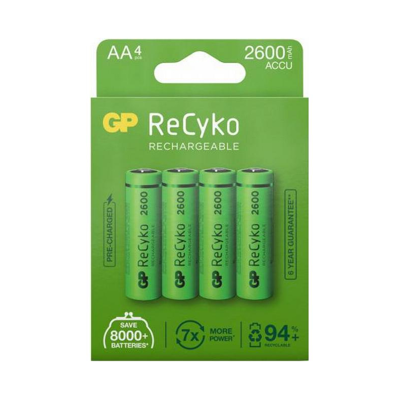 GP AA ReCyko genopladelig batterier