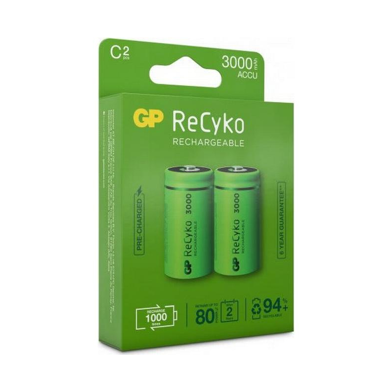 GP ReCyko batteri 3000 mAh C 2-pack
