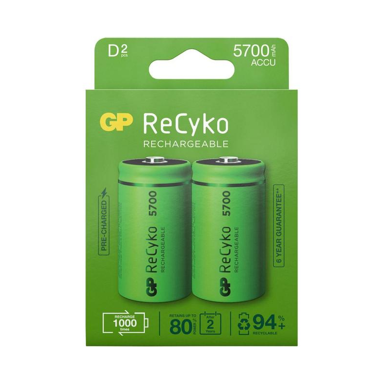 GP Genopladelig D ReCyko batterier